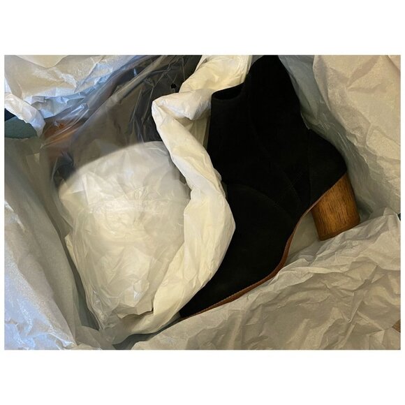 Anthropologie x Bernardo NWT $288 Booties Felix Black Suede Western Size 7.5M - Picture 7 of 8